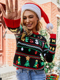 CLASSY CHRISTMAS EMBROIDERED SEQUINED LONG-SLEEVED SWEATER