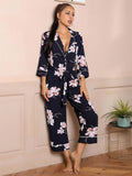 FASHION PRINT LONG SLEEVE JUMPSUIT PAJAMAS