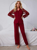 Breathable Comfort Black Lace-Trimmed Pajama Set