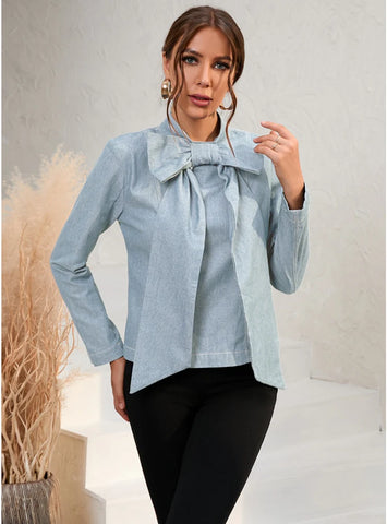 BOW SHORT LONG SLEEVE DENIM JACKET