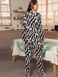 FASHION STRIPED LONG SLEEVE TOP TROUSERS SUIT