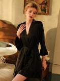 FASHION SEXY SILK LOTUS LEAF SLEEVE ROBE NIGHTGOWN