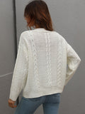 FASHION LOOSE BUTTON SOLID COLOR TWISTED ROPE SWEATER