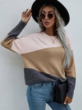 FASHION LOOSE ROUND NECK STRIPED SWEATER