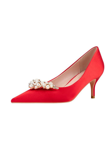 THIN HEELS POINTED PEARL RHINESTONE SHOES