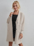 STYLISH POCKET CARDIGAN IMITATION MINK KNITTED COAT