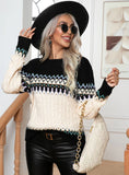 FASHION JACQUARD RETRO LONG-SLEEVED KNITTED PULLOVER SWEATER