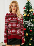 STYLISH ROUND NECK LONG SLEEVE SNOWFLAKE CHRISTMAS SWEATER