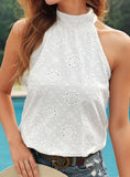 SLEEVELESS JACQUARD SOLID COLOR SHIRT
