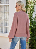 CASUAL SOLID COLOR TWISTED SEMI-TURTLE SWEATER