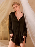 FASHION SEXY ICE SILK SHIRT PAJAMAS
