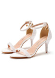 THIN-HEELED SANDALS AND PEARL WEDDING SHOES