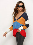 Hole Splicing V-neck Sweater