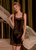 SEXY VELVET LACE STRAPS NIGHTDRESS
