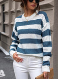 FASHION CONTRAST STRIPED KNITTED SWEATER