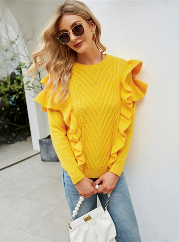 FASHION WOODEN EAR KNITTED PULLOVER SWEATER
