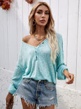 FASHION SOLID COLOR PULLOVER V-NECK SWEATER