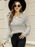 CASUAL WOMEN LOOSE LAPEL PULLOVER SWEATER