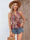 OPEN BACK HOLIDAY PRINT SLIM FIT TANK TOP