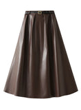 High Waist Loose PU Leather Skirt
