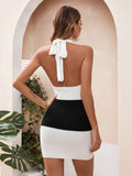 STYLISH SEXY STRIPED SLIM BACKLESS SWEATER DRESS