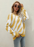 Women Round Neck Striped Sweater