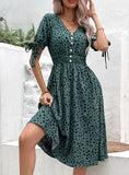 SUMMER LEOPARD V-NECK DRESS