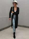 FASHION LONG CARDIGAN SOLID COLOR KNITTED SWEATER