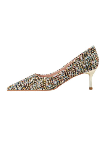 CHECKED HIGH-HEELED POINTED SHOES
