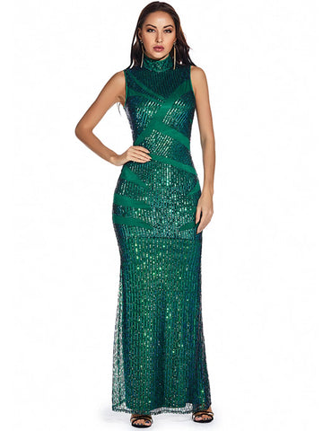 SEXY RETRO GREEN SEQUINED DRESS