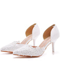 7.5CM LACE MESH HIGH HEELS WEDDING SHOES