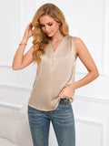 V-NECK BUTTON LOOSE TOP T-SHIRT