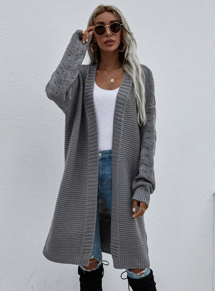 FASHION LONG CARDIGAN SOLID COLOR FASHION SWEATER