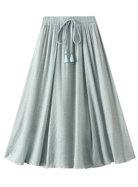 RETRO COTTON AND LINEN DOUBLE SKIRT