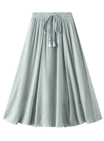RETRO COTTON AND LINEN DOUBLE SKIRT