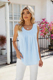 ROUND NECK PLEATED SLEEVELESS LOOSE CHIFFON VEST