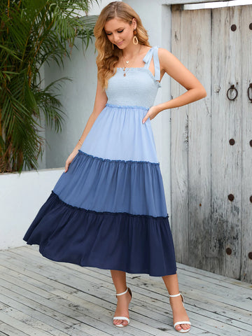 SPLICED RAYON LOOSE SLIM LONG DRESS