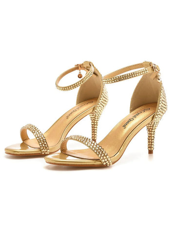 SHALLOW-MOUTHED THIN-HEELED DIAMOND WEDDING SHOES
