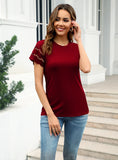 SPLICED LACE ROUND NECK T-SHIRT