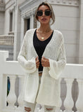 FASHION SOLID COLOR CARDIGAN FLARED SLEEVE SWEATER