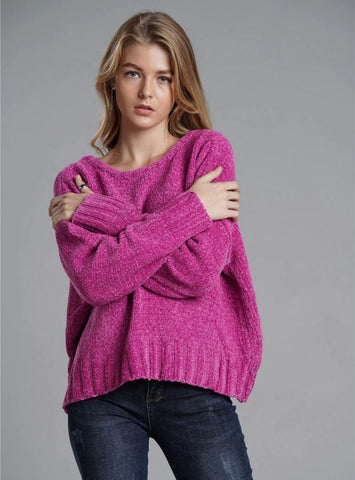 CLASSY AUTUMN AND WINTER PULLOVER BACKLESS BAT SLEEVE SWEATER