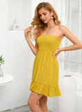 PLEATS RUFFLED LADIES DRESS