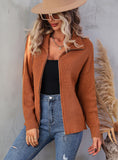 CLASSY HIGH NECK SOLID COLOR ZIPPER SWEATER COAT