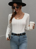 FASHION SOLID COLOR BUTTON PULLOVER SWEATER