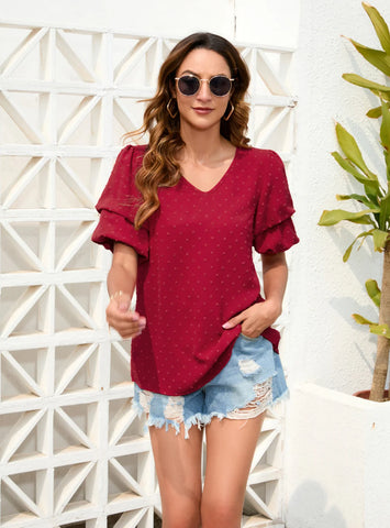 LOOSE LEISURE HOLIDAY V-NECK T-SHIRT