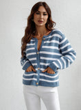 CLASSY SINGLE BREASTED STRIPED CARDIGAN SWEATER