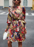 WOMEN PRINTED LONG-SLEEVED DRESS