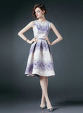 SLEEVELESS SLIM WAIST JACQUARD DRESS