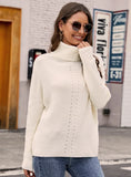 CASUAL LONG SLEEVE PULLOVER KNITTED LOOSE TURTLE NECK SWEATER