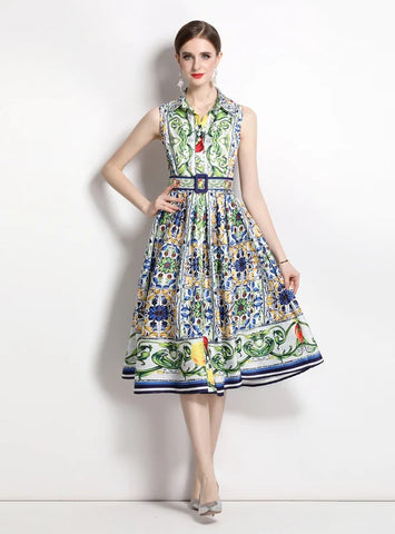 SLEEVELESS SLIM WAIST HEPBURN DRESS